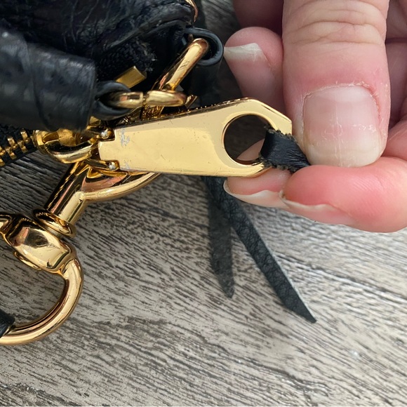 Authentic Rebecca Minkoff Black Leather Hobo Bag with Gold Chain Detail - Picture 10 of 11